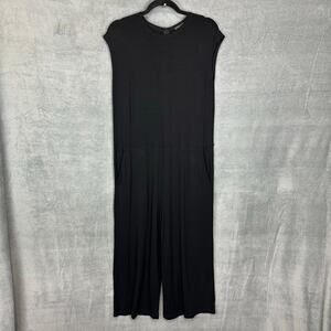Eileen Fisher Jumpsuit Women Extra Small Black Short Sleeve Pant Stretch Neutral